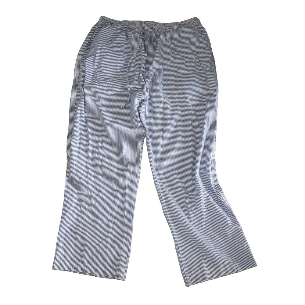 Brooks Brothers Striped 100% Cotton Drawstring Pants Blue and White XXL